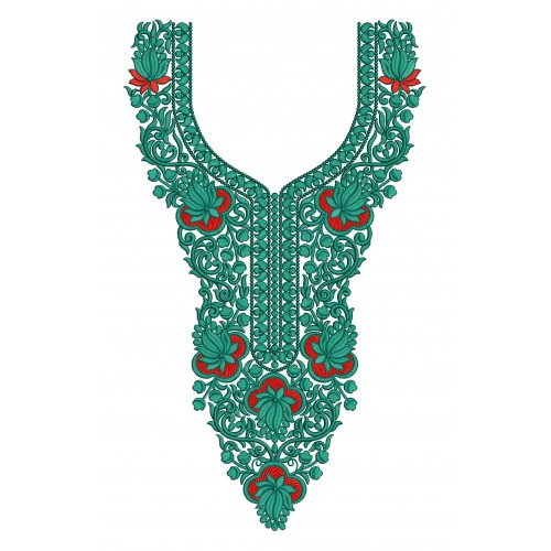 Beautiful Lotus Neck Embroidery Design 25293