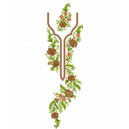 Chiffon Long Neck Embroidery 24993