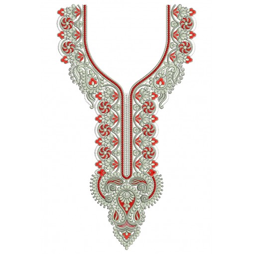 Chiffon Style Neck Embroidery Design 25389