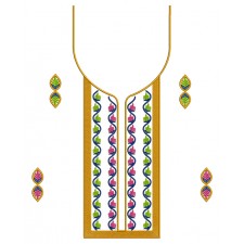 Colourful Embroidery Neck Design