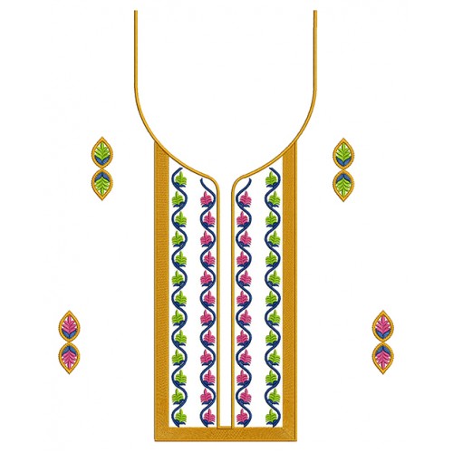 Colourful Embroidery Neck Design