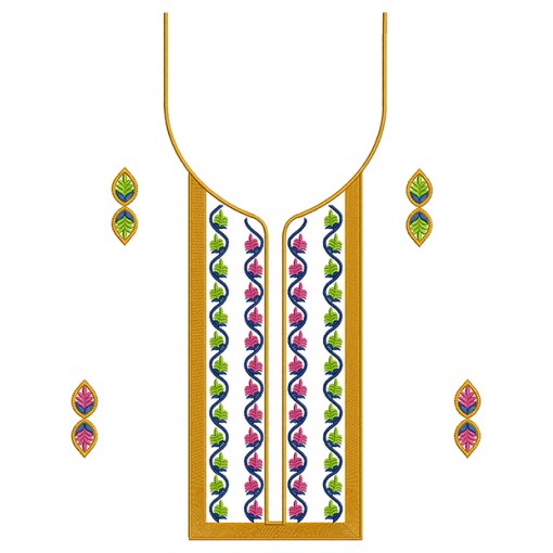 Colourful Embroidery Neck Design