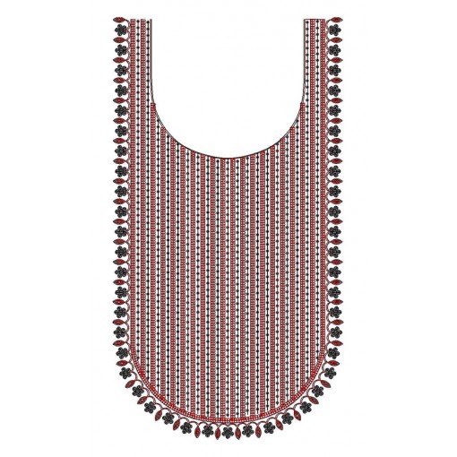 Cording U Shape Neck Embroidery