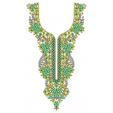 Cording With Mirror Neck Embroidery Design 25476