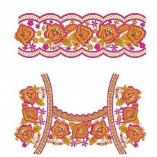Floral Dress Enhancement - Neckline & Sleeves Emdroidery Design Floral Dress Enhancement - Neckline & Sleeves Emdroidery Design