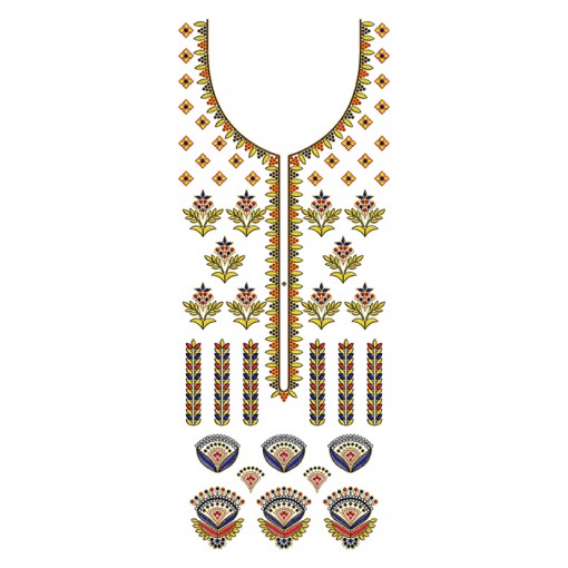 Embroidery Ethnic Neckline