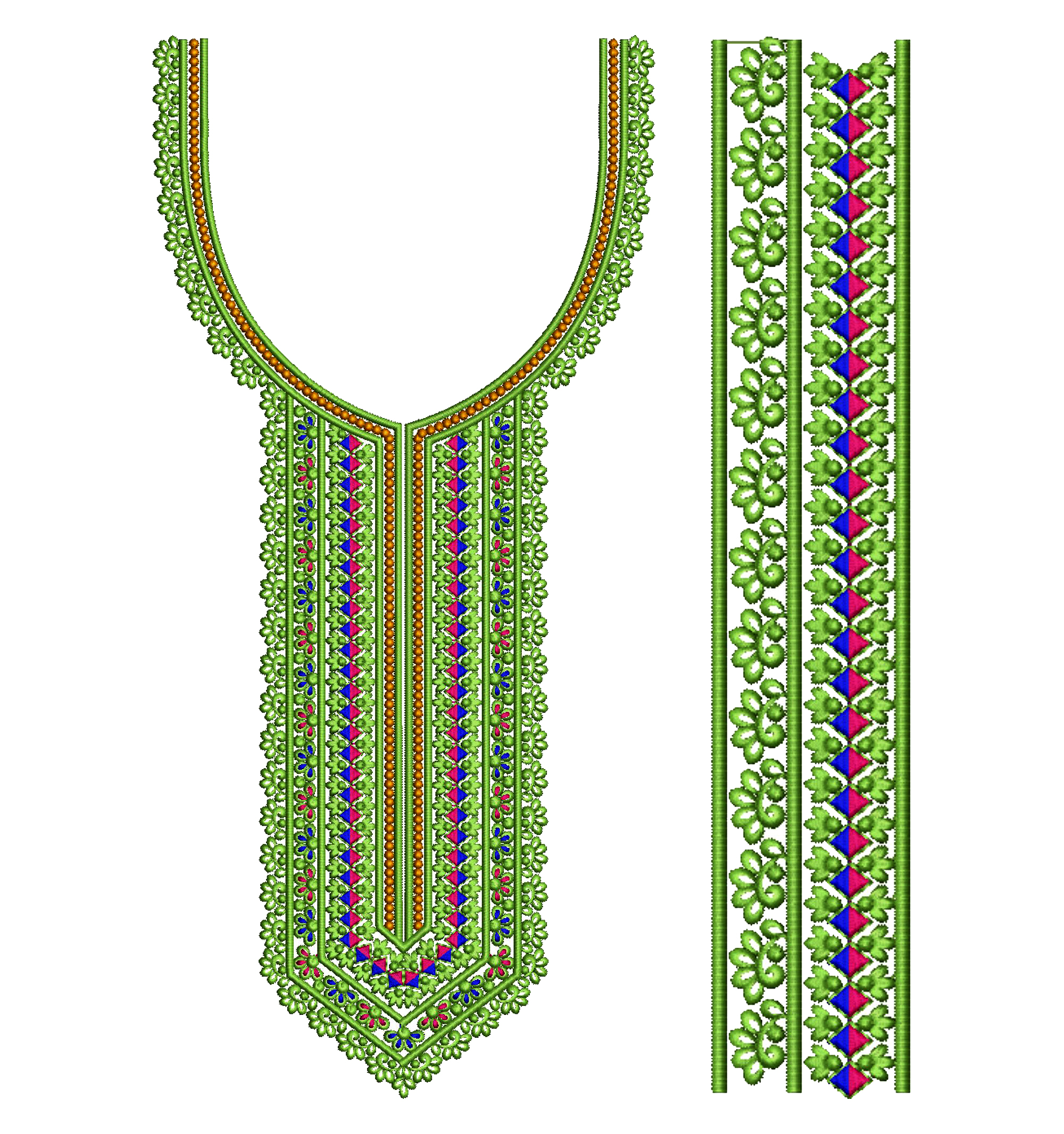 Colorful Embroidery Design for Kurtis