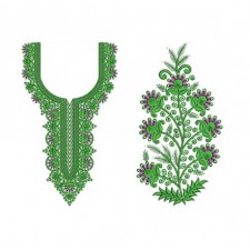 Embroidery Neck Design With Flower Patch Embroidery Neck Design With Flower Patch