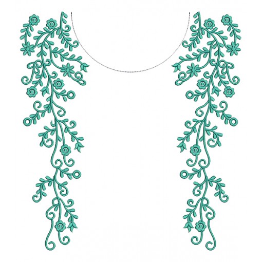 Embroidery Neck For Plain Gown