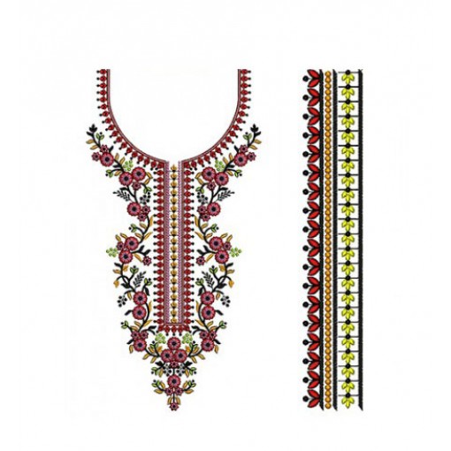 Fancy Floral Round Neck Embroidery Fancy Floral Round Neck Embroidery