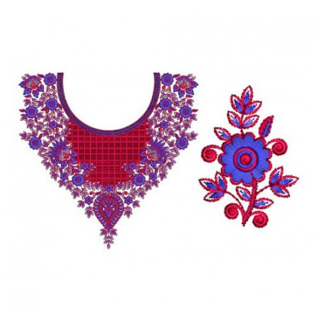Floral Elegant Neck Embroidery Design