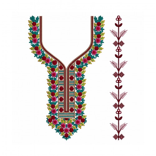 Floral Embroidery Design For Neck