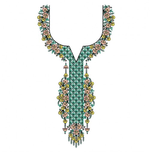 Floral Embroidery Neck Design