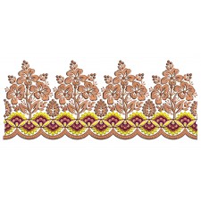 Elegant Floral Scallop Border Machine Embroidery Design for Apparel & Decor