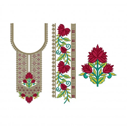 Flower Embroidery Design For Neck