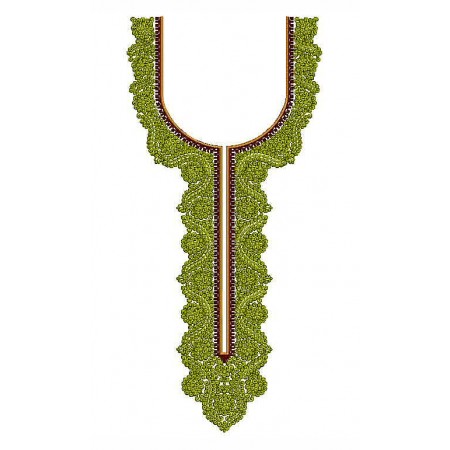 Folk Style Ethnic Retro Long Neck Embroidery Design 24893