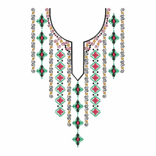 Geometric Neck Embroidery Pattern