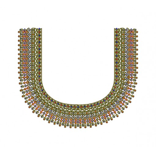 Round Neck Embroidery Design