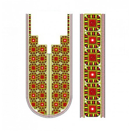 Kuchh Work Style Neck Embroidery