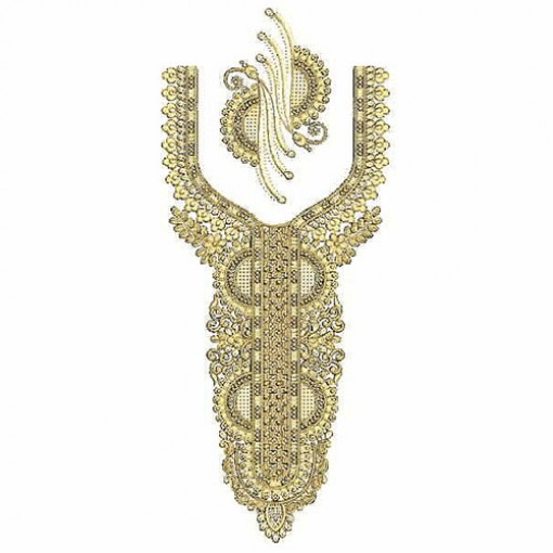 Linden Leaf With Flowers Neck Embroidery Design 24712