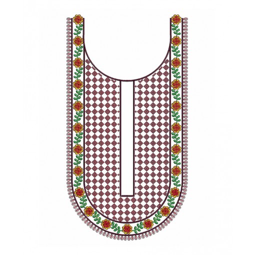 Long U Neck Embroidery Design