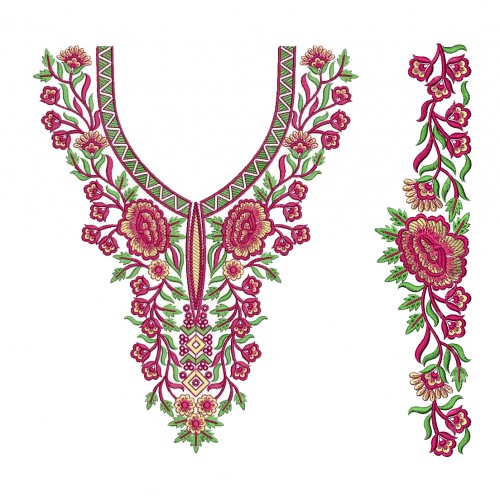Modest Kurti Neck Embroidery Design