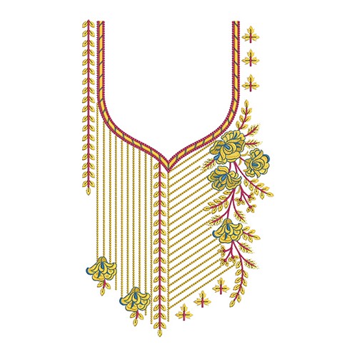 Multi Flower Neck Embroidery Design