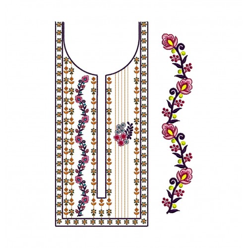 Neck With Sleeve Embroidery Design