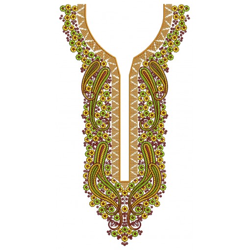 Paisley Neck Embroidery Design 26114