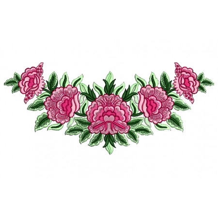 Rose Flower Boat Neck Embroidery Design 25491