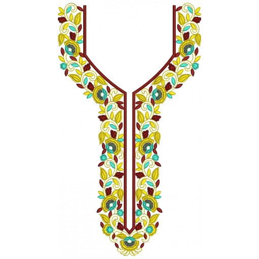 Sequins Neck Machine Embroidery Design 25905