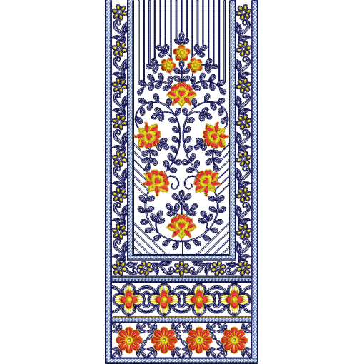 Silk Dupion Gown Neck Embroidery Design