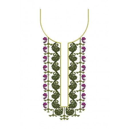 Simple Neck Embroidery Pattern For Kurtis