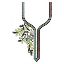 Small Flower With Leaf Neck Embroidery Design 25127