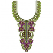 Spring Blossom Embroidery Abaya Neck Design 24873