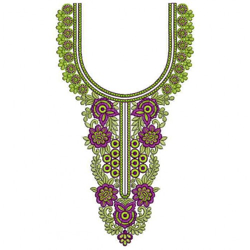 Spring Blossom Embroidery Abaya Neck Design 24873