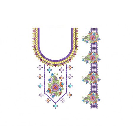 Stunning Colorful Neck Embroidery