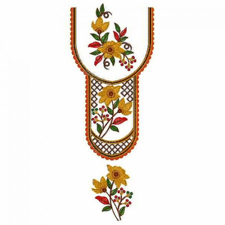 Tinger Lily Flower Style Neck Embroidery Design 24714