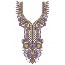 Trailing Flower Neck Embroidery Design 25380