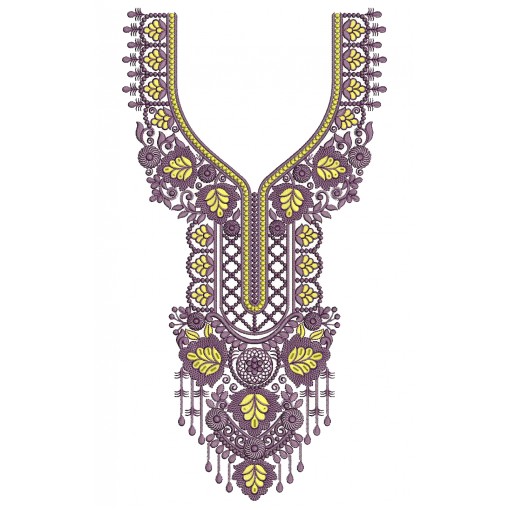 Trailing Flower Neck Embroidery Design 25380