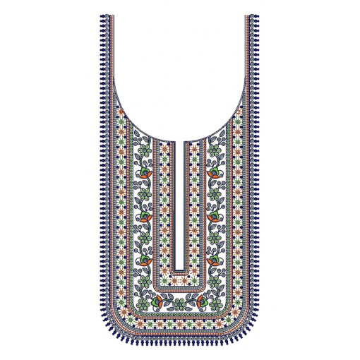 U Square Neck Embroidery Pattern