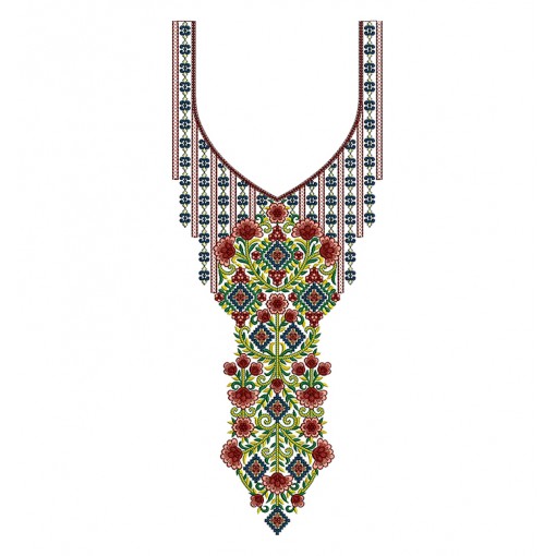 Flower Neck Embroidery Design