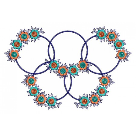 Unique Floral Circle Neck Embroidery