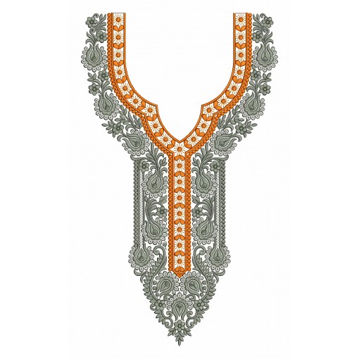 Vintage look Neck Embroidery Designs 25583