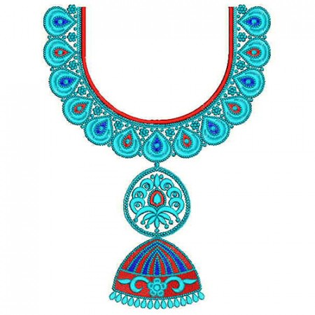 Zumkha Style In Neck Line Embroidery Design 24717