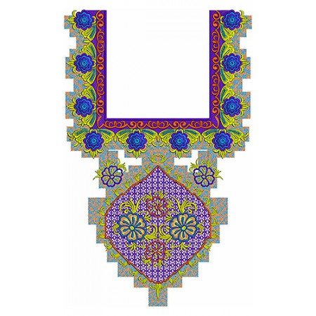 Floral Satin Stitch Embroidery Neck Design
