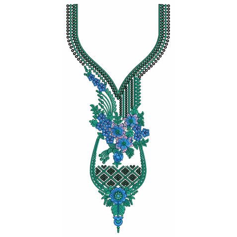 The Aqua Medley Neck Embroidery Design