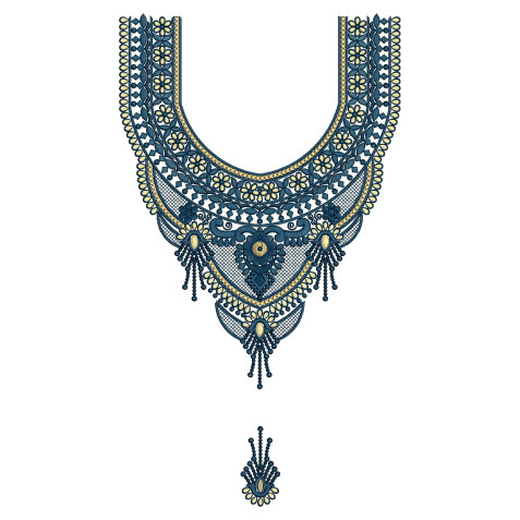Regal Bib Neck Embroidery Design