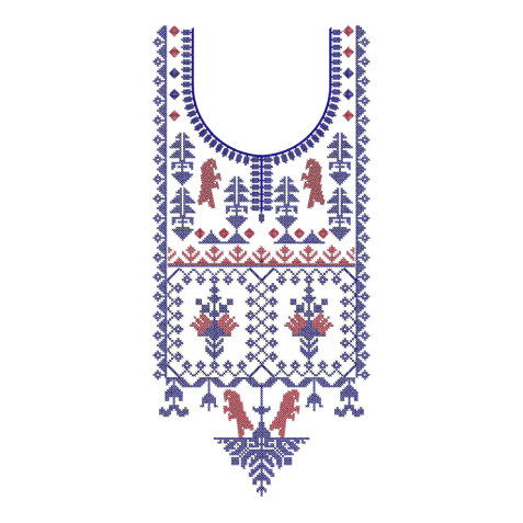 African Style Cross Stitch Neck Embroidery