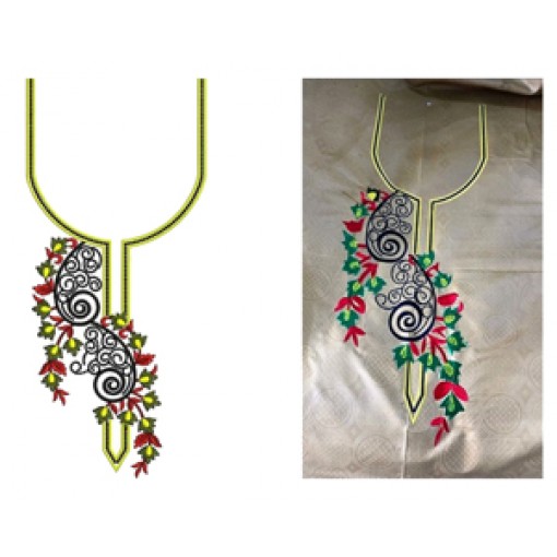 Agbada Neck Embroidery Design 21717 Agbada Neck Embroidery Design 21717